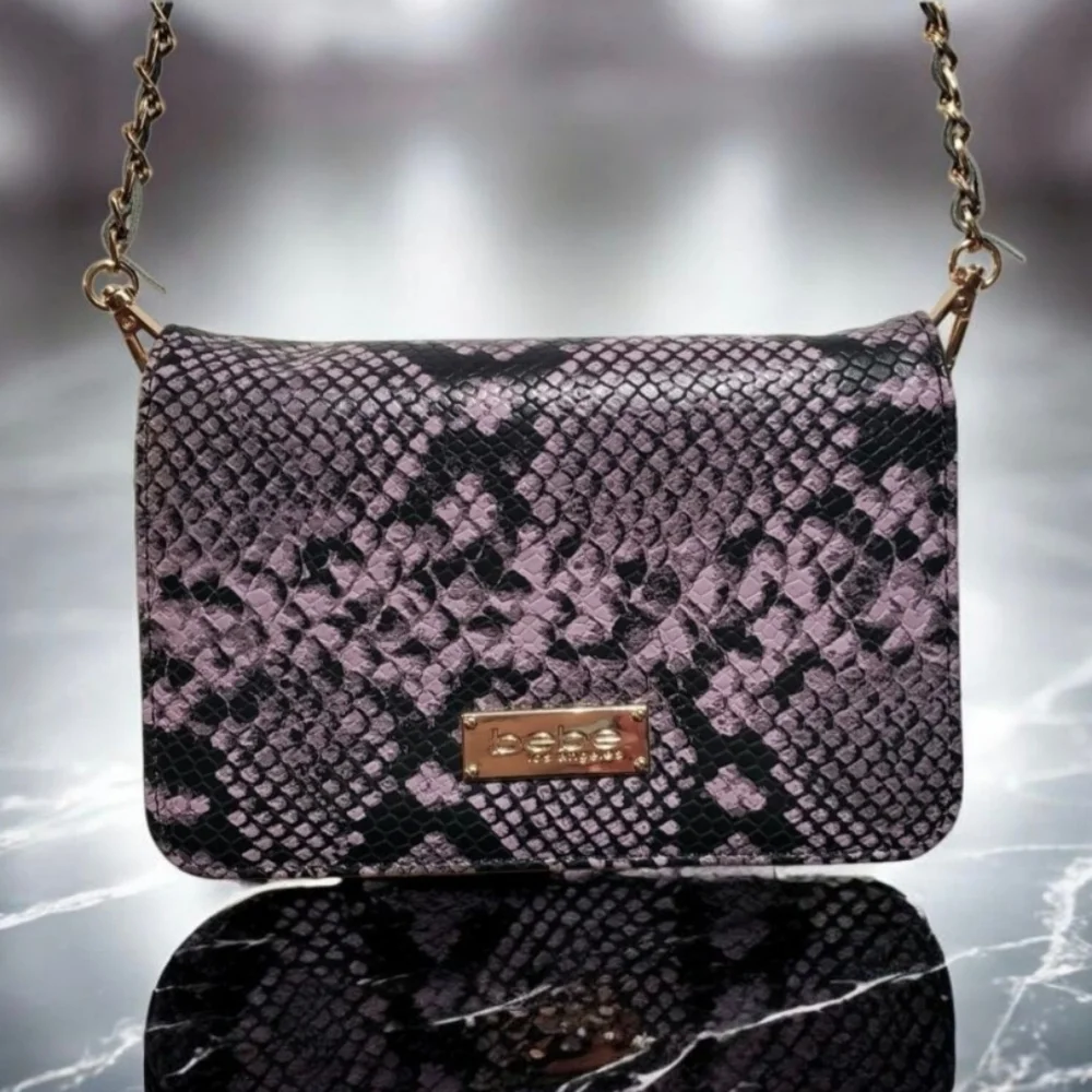 Bebe Purple Snakeskin Crossbody Bag